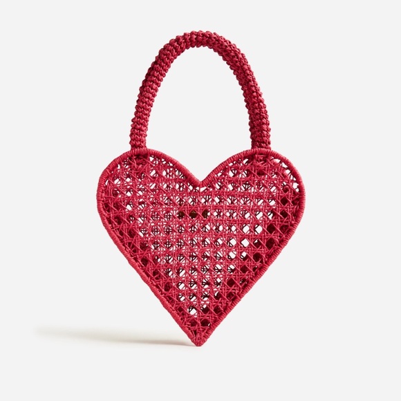 J. Crew Handbags - NWT J. Crew Red Heart Straw Bag